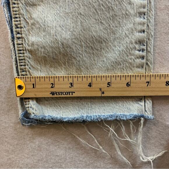 Zara‎ High Rise Distressed Jeans Sz 4 Acid Wash Slim Spilt Hem Light - Picture 13 of 14